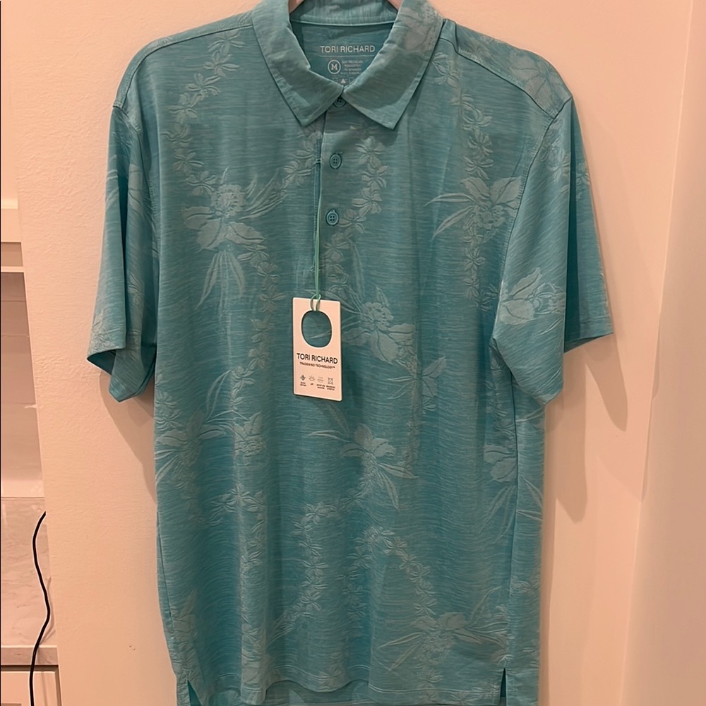 Tori Richard Green and Blue Polo Shirt